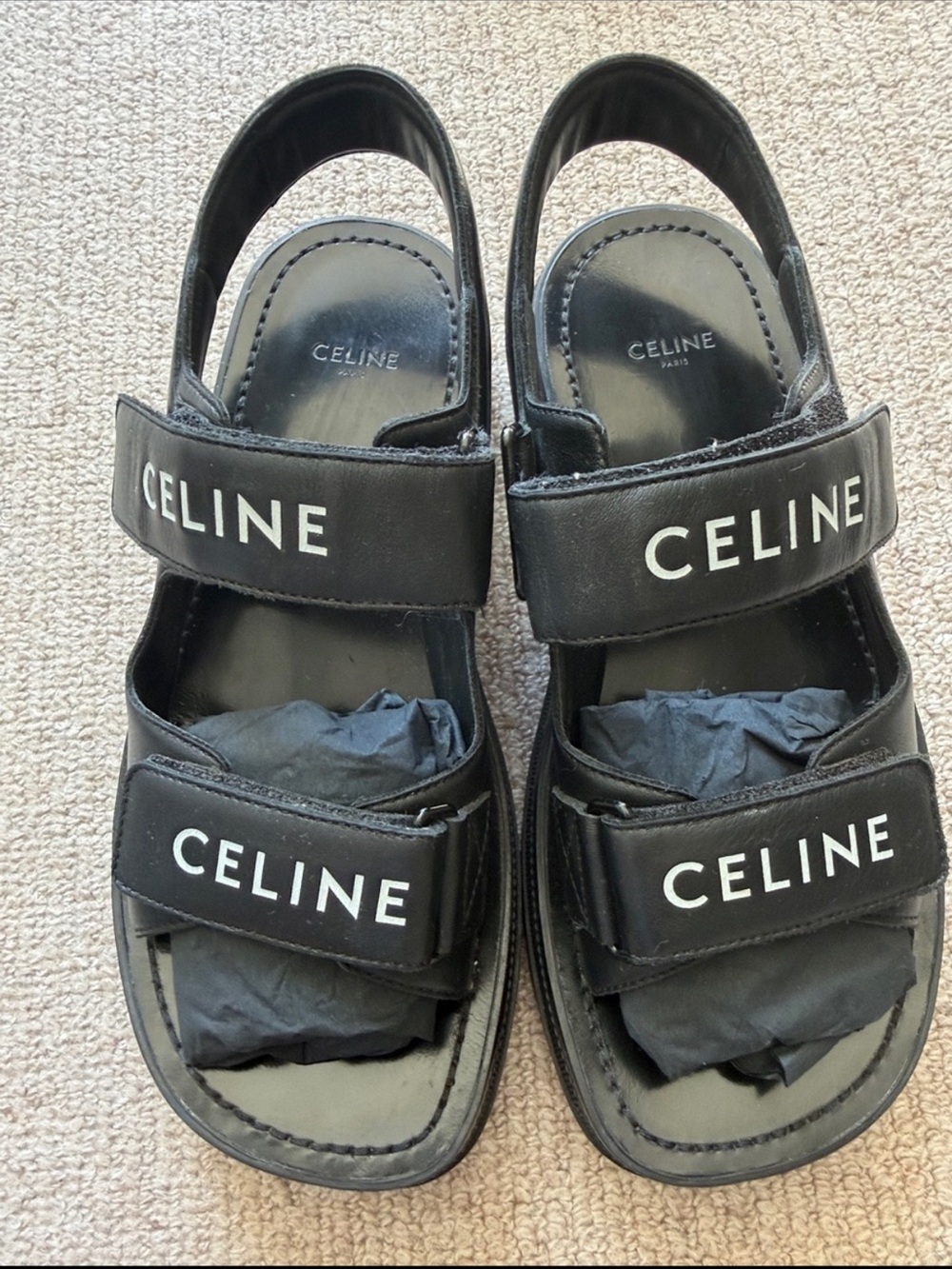 Celine Leather Black Sandals